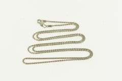 10K White Gold 1.2mm Woven Palma Link Wheat Chain Necklace