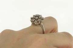 14K White Gold Diamond Domed Cocktail Vintage Statement Ring