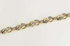 14K Yellow Gold 3.41 Ctw Diamond Wavy Infinity Link Tennis Bracelet
