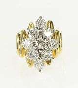 14K Yellow Gold 3.50 Ctw Diamond Cluster Zig Zag Statement Ring