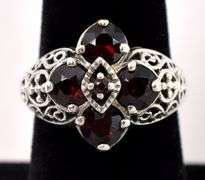 Sterling Silver Red Garnet Gemstone Ring