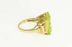 10K Yellow Gold Simulated Peridot CZ Fashion Statement Ring