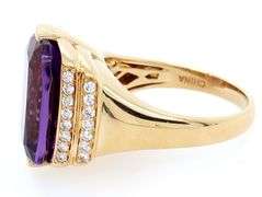 9.0ct Cushion Amethyst and 0.25ctw Diamond Ring in 18K