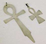 2 Large Vintage Sterling Ankh Pendants