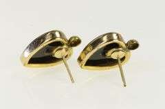 10K Yellow Gold 1940's Black Onyx Diamond Heart Love Stud Earrings
