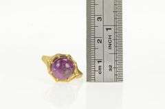 18K Yellow Gold Retro Round Star Ruby Cabochon Ornate Ring