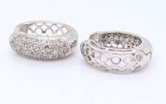 Glimmering 14kt WG Pave Diamond Hoop Earrings