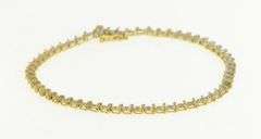 10K Yellow Gold Diamond Wavy Link Simple Vintage Tennis Bracelet