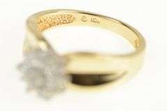 10K Yellow Gold Vintage Diamond Cluster Concave Ring
