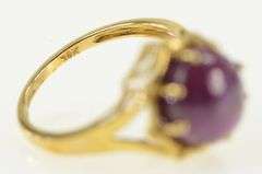 18K Yellow Gold Retro Round Star Ruby Cabochon Ornate Ring