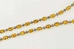14K Yellow Gold Oval Citrine Diamond Statement Tennis Necklace