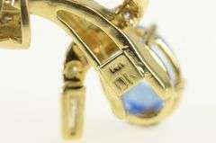 14K Yellow Gold Oval Blue Topaz Diamond Freeform Pendant