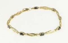 10K Yellow Gold Oval Sapphire Diamond Accent Vintage Bracelet