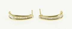 10K Yellow Gold Baguette Diamond Curved Bar Semi Hoop Earrings