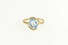 10K Yellow Gold Bypass Blue Topaz Vintage Solitaire Ring