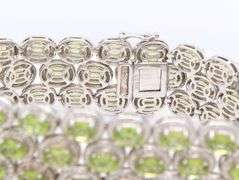 925 Sterling Silver Peridot 3 Row Bracelet