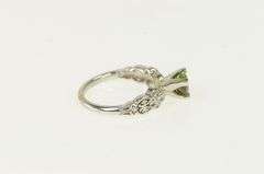 14K White Gold Trillion Green Tourmaline Diamond Engagement Ring