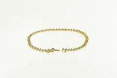 10K Yellow Gold Diamond Wavy Link Simple Vintage Tennis Bracelet