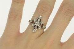 14K White Gold 0.50 Ctw Diamond North Star Cluster Statement Ring