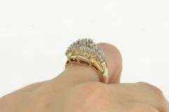 10K Yellow Gold Retro Diamond Vintage Cluster Statement Ring