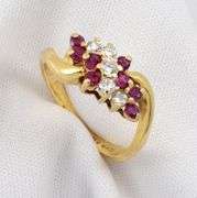 Lively Modern Ruby and Diamond Cluster