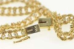 14K Yellow Gold Retro Diamond Rope Chain Statement Bracelet