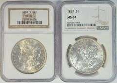 Super basically Gem BU 1881-S & 1887 Morgans, NGC MS64