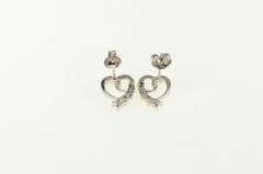 10K White Gold Diamond Heart Love Symbol Criss Cross Earrings