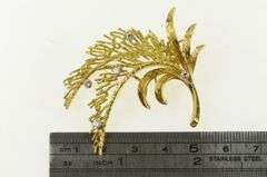 18K Yellow Gold 1960's Wheat Vine Branch Frond Leaf Curved Pin/Brooch