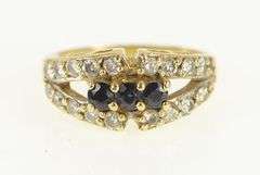 14K Yellow Gold Vintage Sapphire Diamond Statement Child's Ring