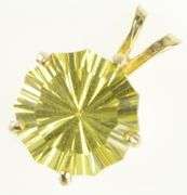 14K Yellow Gold Lemon Lime Quartz Scalloped Cut Vintage Pendant