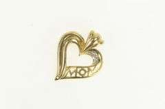 10K Yellow Gold Diamond Mom Mother's Day Heart Love Pendant