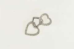 10K White Gold Diamond Heart Layered Love Symbol Pendant