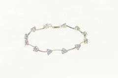 14K White Gold Tanzanite Cluster Triangle Wavy Link Bracelet