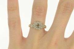 14K Yellow Gold 0.50 Ctw Diamond Flower Halo Engagement Ring