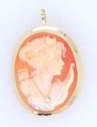 Beautiful 18kt Italian Shell Cameo Pin Pendant