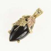 10K Yellow Gold Black Hills Gold Onyx Leaf Vintage Pendant