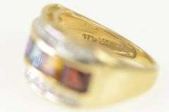 14K Yellow Gold Princess Brazilian Mix Diamond Square Band Ring