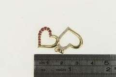 10K Yellow Gold Ruby Diamond Interlocking Heart Love Symbol Pendant