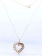 Fabulous Yellow Gold Chocolate and White Diamond Heart Shaped Pendant on Chain