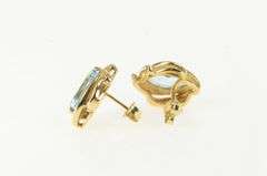 14K Yellow Gold Marquise Blue Topaz Vintage Curvy Stud Earrings