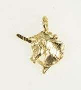 14K Yellow Gold Diamond Cut Unicorn Unique Special Charm/Pendant