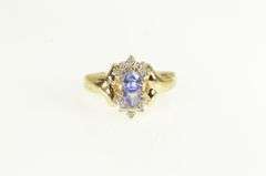10K Yellow Gold Tanzanite Diamond Retro Ring
