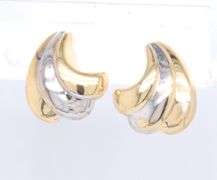 Nice Tri Color Gold Fan Earrings