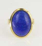 14K Yellow Gold 1960's Oval Lapis Lazuli Vintage Cocktail Ring