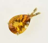 14K Yellow Gold Pear Citrine Solitaire November Birthstone Pendant
