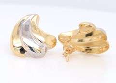 Nice Tri Color Gold Fan Earrings