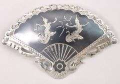 Vintage Fan Brooch in Sterling Silver