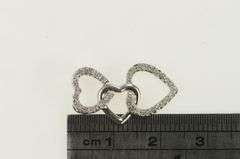 10K White Gold Diamond Heart Layered Love Symbol Pendant