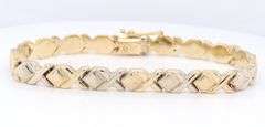 Handsome Yellow Gold Textured and High Polished XO Bracelet